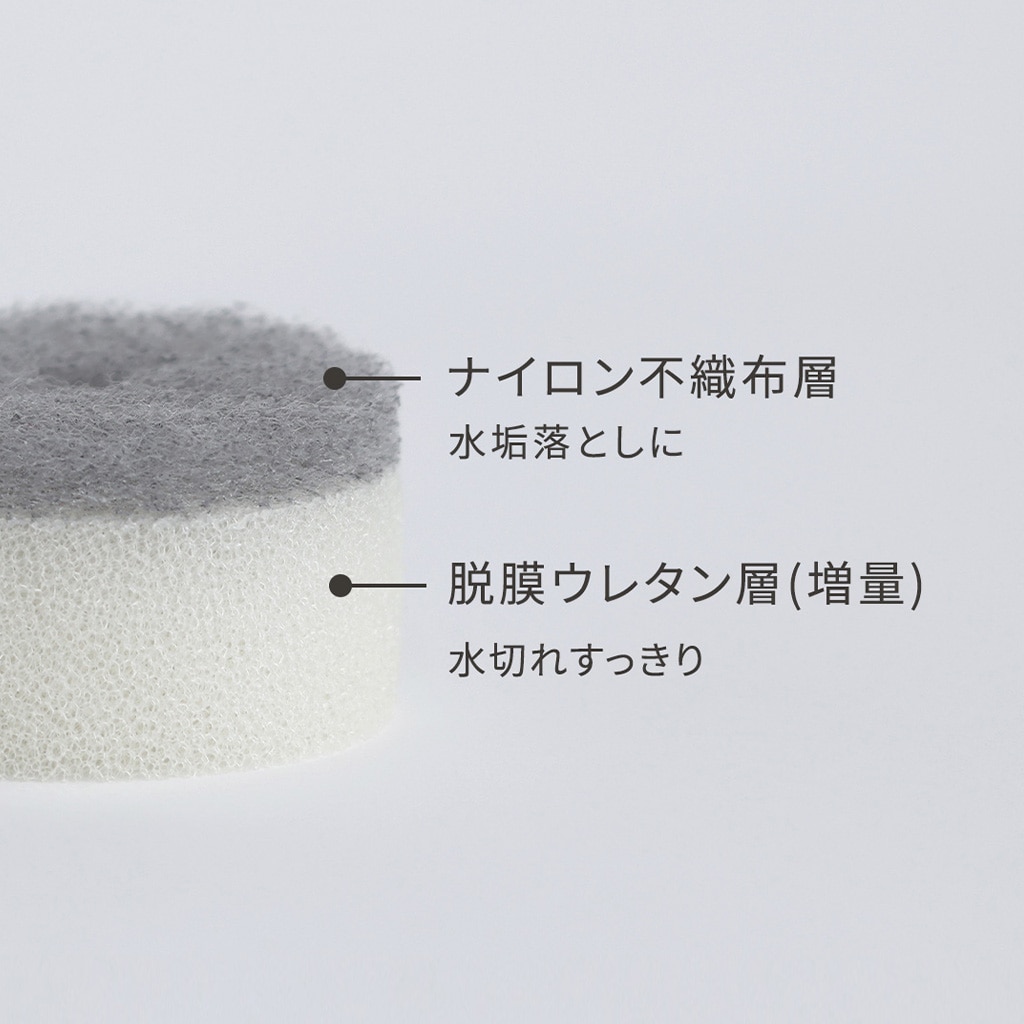 POCO 洗面スポンジ 吸盤付き グレー